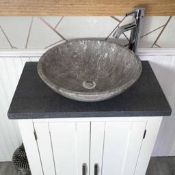 Painted White Bathroom Vanity Unit - Grey Quartz Top Marble Basin Choice 310Pgqsbc - thumbnail 4