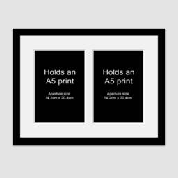 A5 Picture Frame For 2 Photos in A Black Wooden