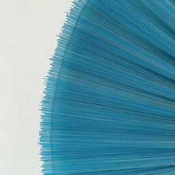 Teal Bamboo Wall Fan, Boho Headboard Decor, Gradient Half Circle Fan With Tassel, Asian Woven Art, Giant Folding Housewarming Gift - thumbnail 4