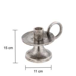 Short Taper Candle Holder Antique Silver - Handmade Aluminum Table Decor & Gifting - thumbnail 3