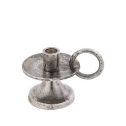 Short Taper Candle Holder Antique Silver - Handmade Aluminum Table Decor & Gifting - thumbnail 2