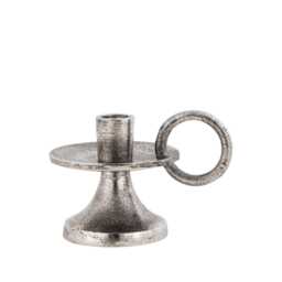 Short Taper Candle Holder Antique Silver - Handmade Aluminum Table Decor & Gifting - thumbnail 4