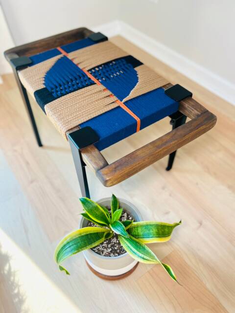 Hand-Woven Entryway Bench Mcm Style End Of Bed & Mudroom Seating - Custom-Made, Multiple Sizes - image 1