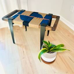 Hand-Woven Entryway Bench Mcm Style End Of Bed & Mudroom Seating - Custom-Made, Multiple Sizes - thumbnail 3