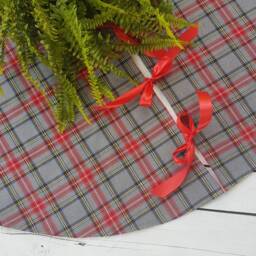 Gray Plaid Tree Skirt, Tartan Gray Christmas Skirt - thumbnail 3