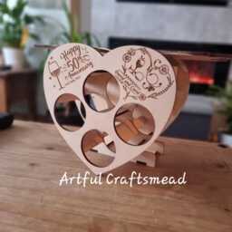 Heart-Shaped Wine Rack Holder For 4 Bottles & Glasses, Personalized Gifts For Anniversary, Wedding, Valentine's, Love - thumbnail 3