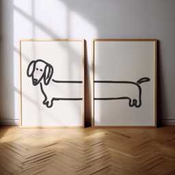 Dachshund Print - 5 Colours Funky - Sausage Dog Poster, Prints, Funny, Dog, Cute, Abstract, Bedroom, Art, Matisse, Kitchen, Living Room - thumbnail 1