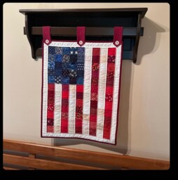 Blanket Holder, Wall Hanging Wood Quilt Rack, Black Towel Holder With Shelf - thumbnail 1
