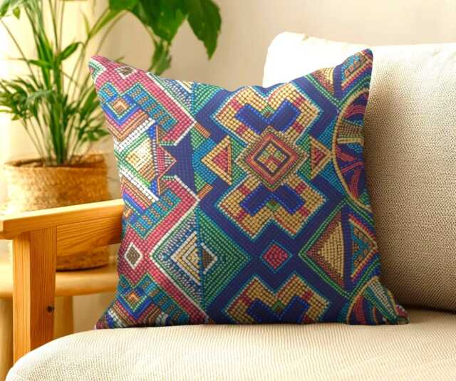 Mexican Multicoloured Cushion Covers - Ethnic Fabric Throw Pillow 18 - image 1