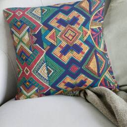 Mexican Multicoloured Cushion Covers - Ethnic Fabric Throw Pillow 18 - thumbnail 2