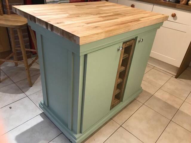 Bespoke Oxford Kitchen Island - Oak Top, Wine Rack, Custom Color - image 1