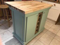 Bespoke Oxford Kitchen Island - Oak Top, Wine Rack, Custom Color