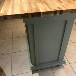 Bespoke Oxford Kitchen Island - Oak Top, Wine Rack, Custom Color - thumbnail 2