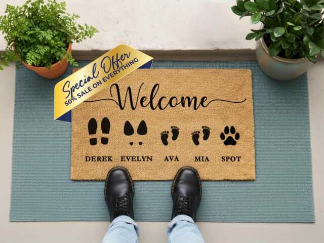 The Whole Pack - Personalized Dog Name Doormat Custom Welcome Rug - image 1