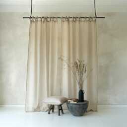 Sheer Curtain Panel Tie Top, Linen Window Curtains, Light Filtering Panels For Bedroom, Custom Drapes - thumbnail 2