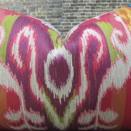 3Bm Designer Pillow Cover Lumbar - Bright Tapestry Ikat Multi - thumbnail 3