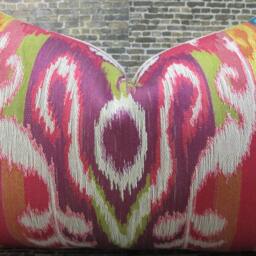 3Bm Designer Pillow Cover Lumbar - Bright Tapestry Ikat Multi - thumbnail 4