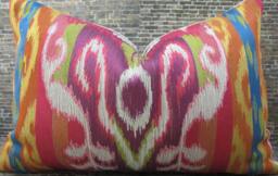 3Bm Designer Pillow Cover Lumbar - Bright Tapestry Ikat Multi - thumbnail 1