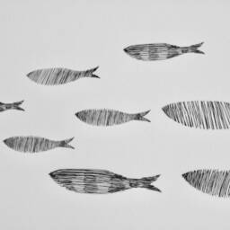 Wall Decals Sardines Line Art, Dots, Triangles, Jars - Contemporary Bathroom D??cor, Tile Decals, Hand-Painted Furniture - thumbnail 3