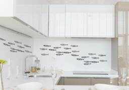 Wall Decals Sardines Line Art, Dots, Triangles, Jars - Contemporary Bathroom D??cor, Tile Decals, Hand-Painted Furniture - thumbnail 1