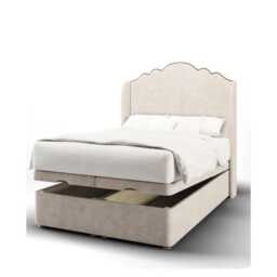 Plush Velvet Ottoman Storage Bed - Wing Design Headboard - thumbnail 2