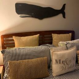 Black Whale Art Nautical Wall Decor Coastal Wooden Folk - thumbnail 2