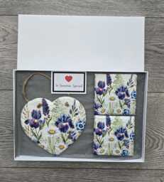 Decoupage Slate Meadow Flower Wall Hanging With Coasters Rustic Home Decor