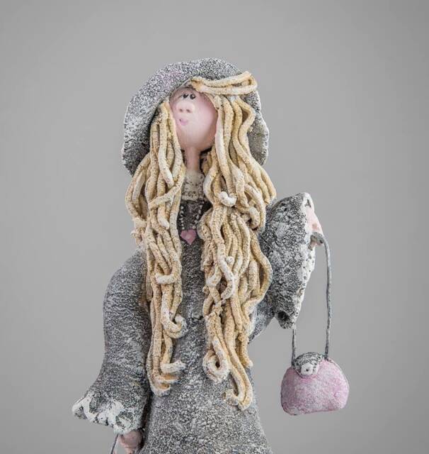 Ceramic Figurine Lady Clay Sculpture Art Doll Keepsake Box Men Best Proposal Gift For Girlfriend Black Dress Blonde Girl Statue - image 1