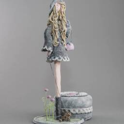 Ceramic Figurine Lady Clay Sculpture Art Doll Keepsake Box Men Best Proposal Gift For Girlfriend Black Dress Blonde Girl Statue - thumbnail 3