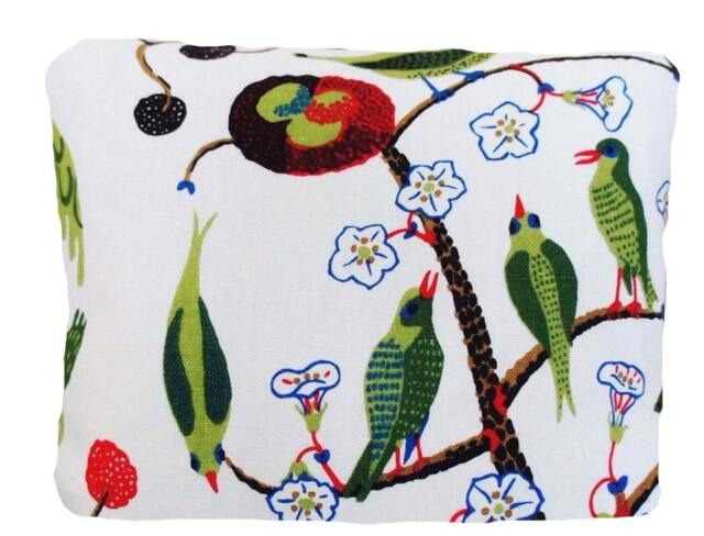 Green Birds Cushion Cover Printed Linen Fabric Floral 40x30cm