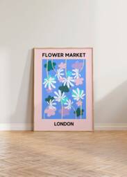 Flower Market London Print, Aesthetic Floral Poster, Print Pink, Les Fleurs Art - thumbnail 1
