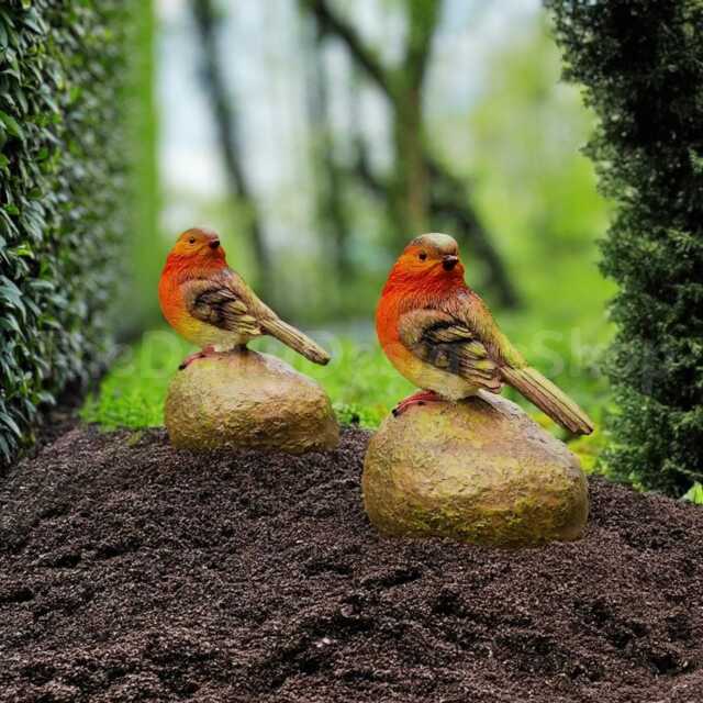 Robin Garden Statues - Set Of 2 Weatherproof Resin Patio Decor - image 1