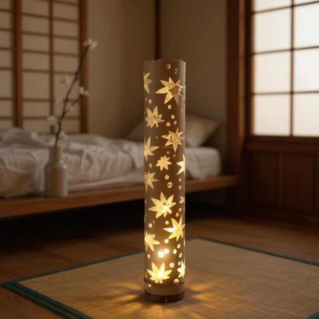 Maple Leaf Bamboo Lamp Handmade Japanese-style Ambient Lighting - image 1