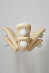 Handcrafted Clay Pendant Chandelier, Beige Sustainable Lighting - thumbnail 1
