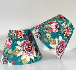 Floral Summer Garden Velvet Coolie Lampshade, Empire Teal Empire, Ceiling Light Shade