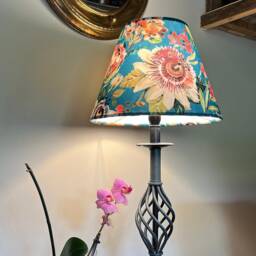 Floral Summer Garden Velvet Coolie Lampshade, Empire Teal Empire, Ceiling Light Shade - thumbnail 2
