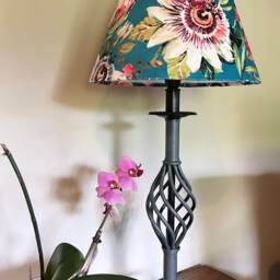Floral Summer Garden Velvet Coolie Lampshade, Empire Teal Empire, Ceiling Light Shade - thumbnail 3