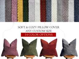 Plush Chenille Pillow Cover Solid Color Custom Size Accent Cushion - All Duties Paid Usa - thumbnail 1