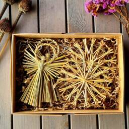 Christmas Tree Decoration Set Of 4 Handmade Natural Straw Ornaments - thumbnail 2