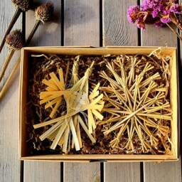Christmas Tree Decoration Set Of 4 Handmade Natural Straw Ornaments - thumbnail 3