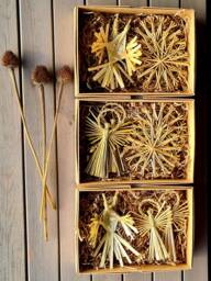 Christmas Tree Decoration Set Of 4 Handmade Natural Straw Ornaments - thumbnail 1