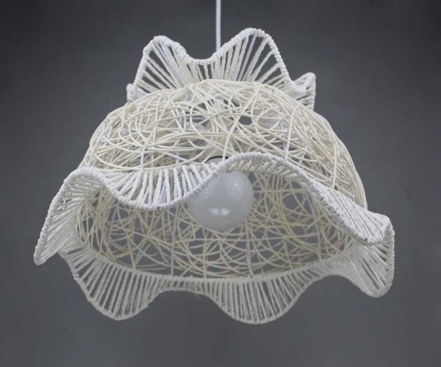 Petal-Shaped Rattan & Paper Rope Pendant Light, Flower Lighting Fixture, Decorative Ceiling - image 1