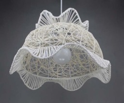 Petal-Shaped Rattan & Paper Rope Pendant Light, Flower Lighting Fixture, Decorative Ceiling