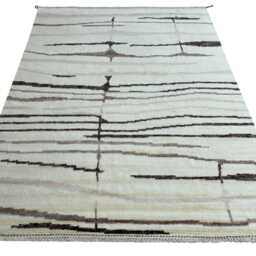 Hand-Knotted Moroccan Beni Ourain Rug, 100% Natural Wool, Modern Berber Carpet For Living Room - thumbnail 2