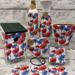 Poppy Vase & Light Up Bottle Set, Gifts, Decoupaged, Poppy Flowers, Gifts For Her, Mother's Day, Flowers - thumbnail 3