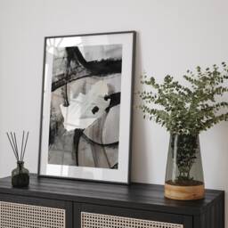 South Africa Map - Black & Grey Abstract Painting Of Wall Art Print Traval Poster - thumbnail 1