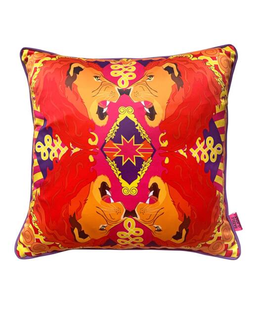 Lions Roar Luxury Cushion - Colourful Statement Home Decor, Maximalist, Animal Print - image 1