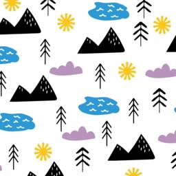 Mountain & Lake Wall Stickers - Fun Bright Decals, Kids Art, Nursery Stickers, Play Room Bedroom Decor - thumbnail 2