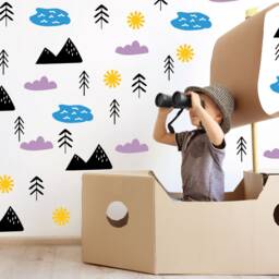 Mountain & Lake Wall Stickers - Fun Bright Decals, Kids Art, Nursery Stickers, Play Room Bedroom Decor - thumbnail 1