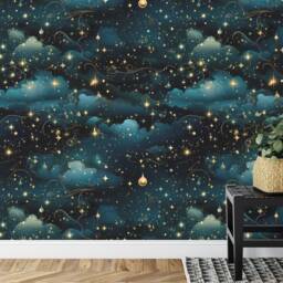 Starry Night Sky Wallpaper Mural Peel & Stick, Easy Install - thumbnail 2
